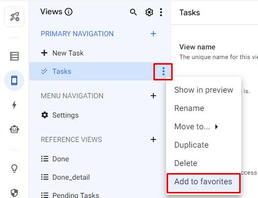 Thêm chế độ xem vào mục yêu thích