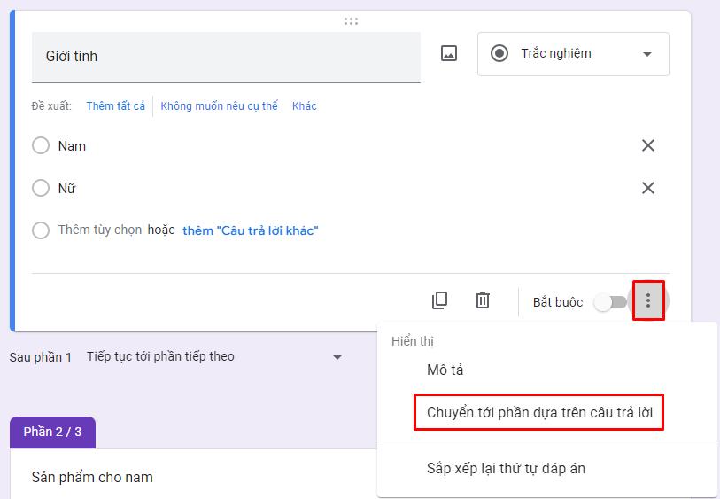Thiết lập các phần và logic của Google Form 3