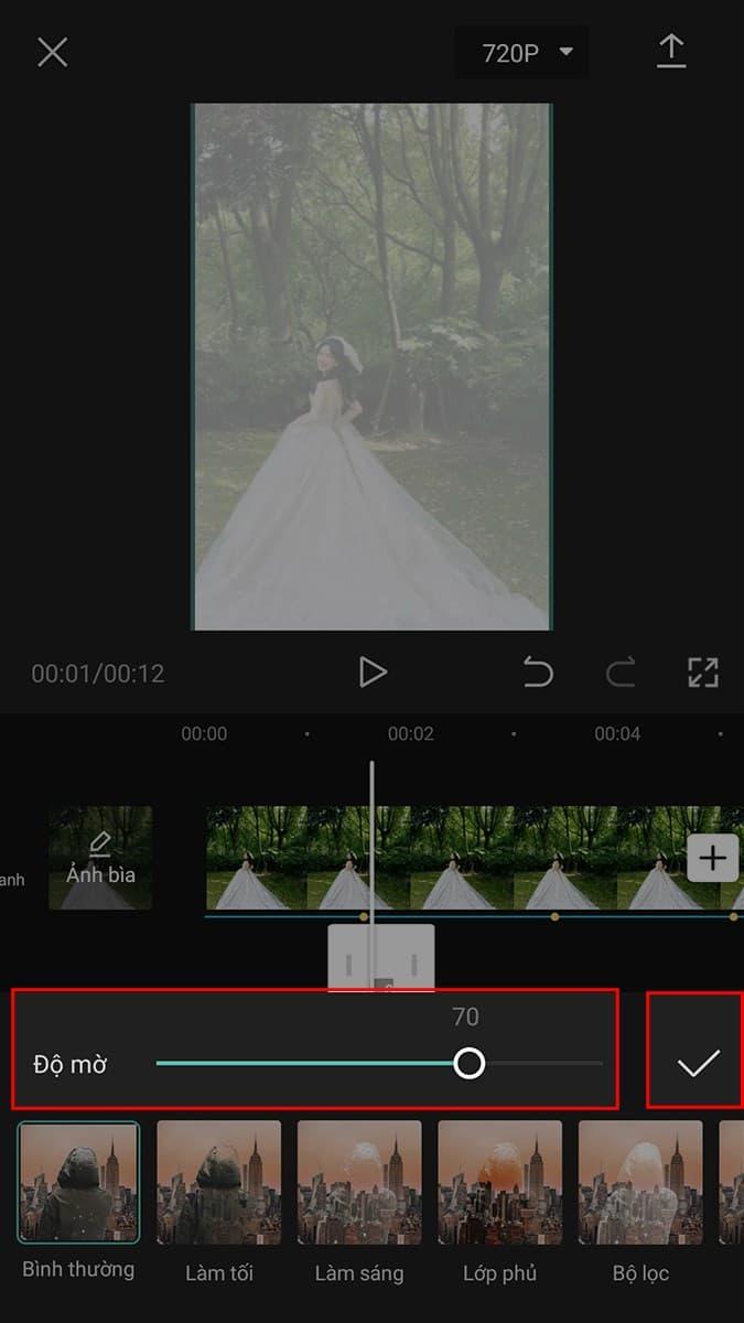 Thiết lập độ mờ cho lớp phủ