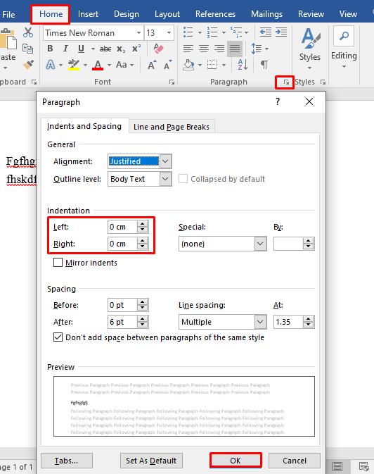 Thụt lề trong Word
