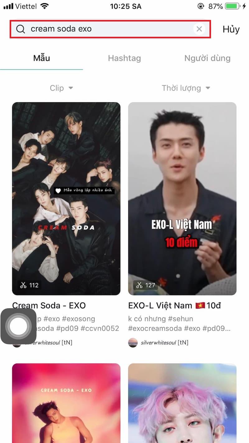 Tìm kiếm mẫu Capcut