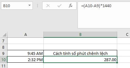 Tính số phút chênh lệch