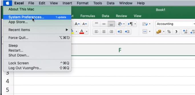 Cách đổi dấu phẩy thành dấu chấm trong Excel Macbook 1