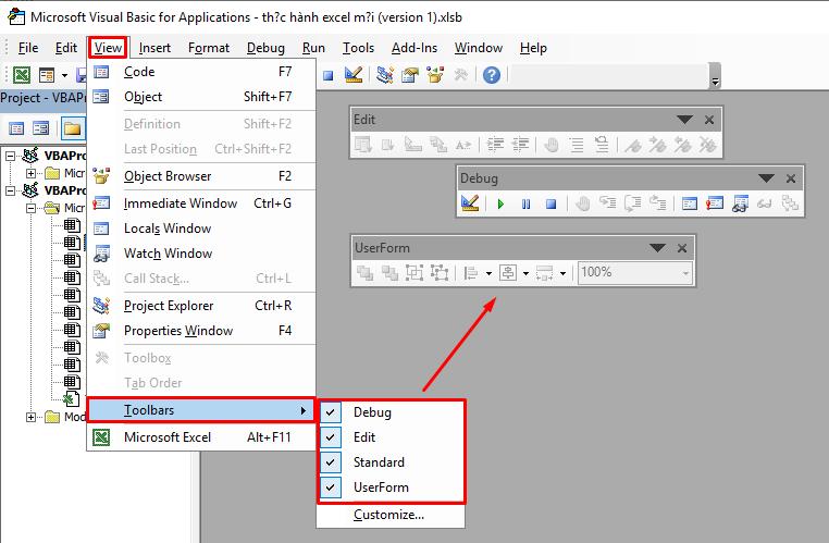 Tùy chỉnh thanh Toolbar trong VBA