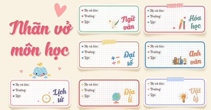 Tải mẫu nhãn vở đẹp trên Word cho học sinh và giáo viên
