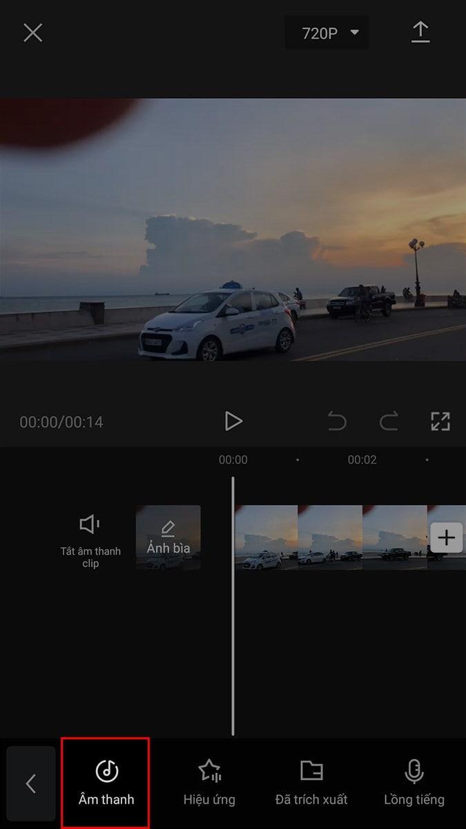 Vào công cụ âm thanh trên Capcut