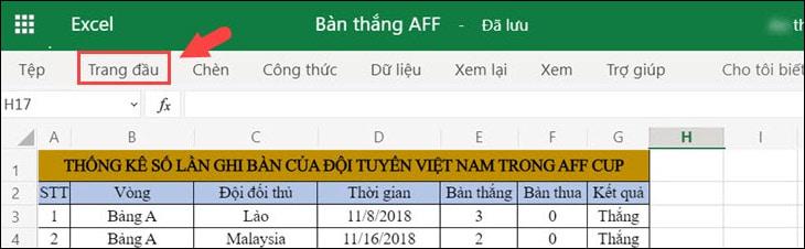 Thanh navigate sheet đã được hiển thị