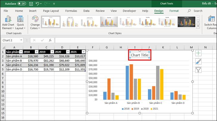 Chèn biểu đồ vào trang tính Excel 3