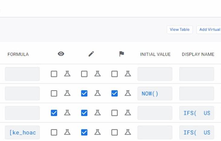 Ví dụ về công thức hàm trong Appsheet