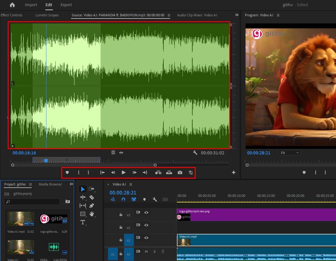 Chèn âm thanh vào Adobe Premiere Pro 2