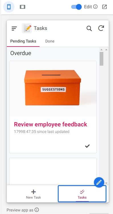 Xem trước ứng dụng ở phần bên phải