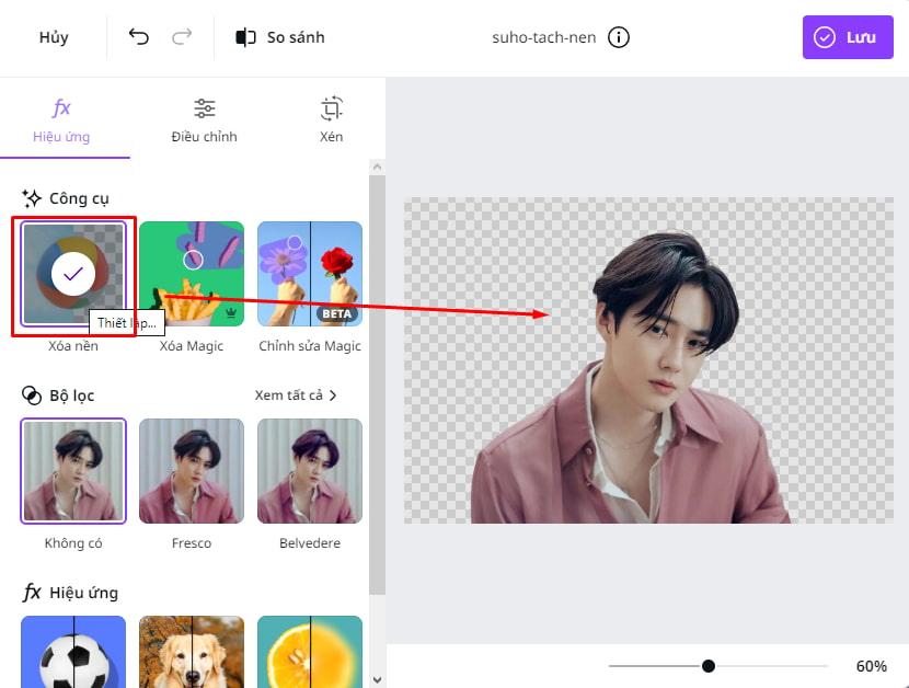 Xóa nền ảnh bằng Canva