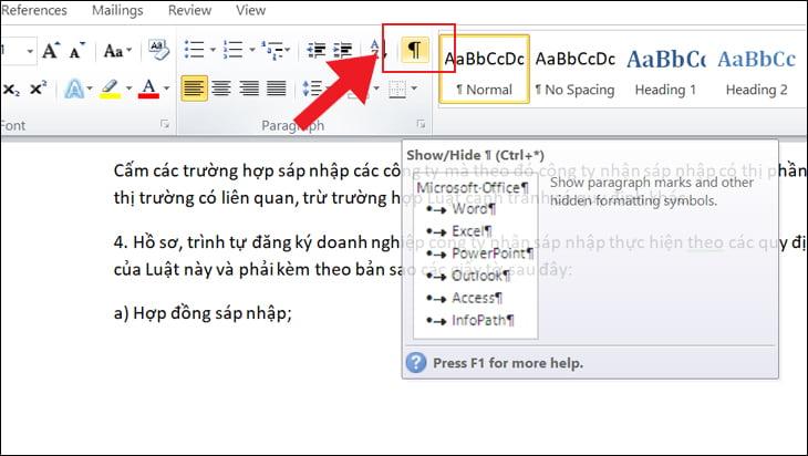 Xóa trang trắng do Page Break hoặc Section Break 1