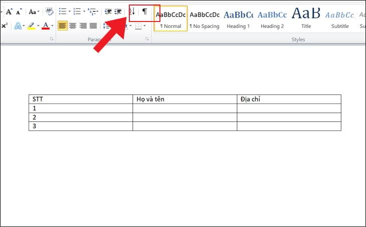 Xóa trang trắng sau khi chèn bảng 3