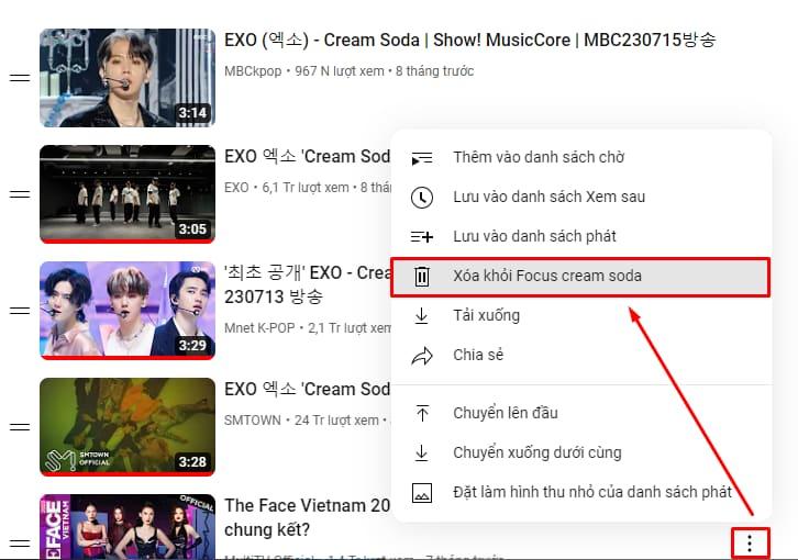 Xóa danh sách phát youtube bằng máy tính 2