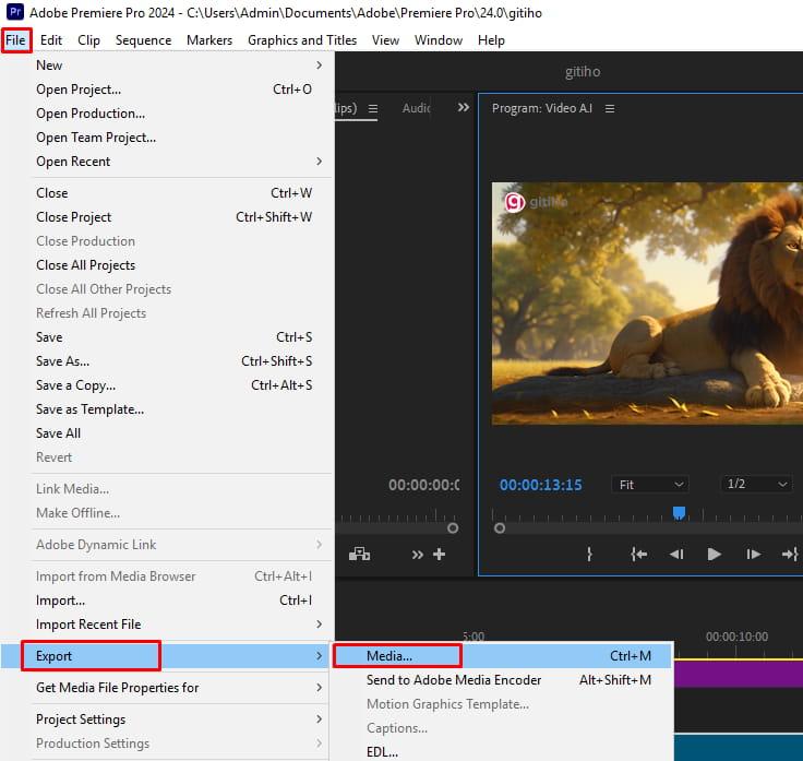Xuất video trong Adobe Premiere 1