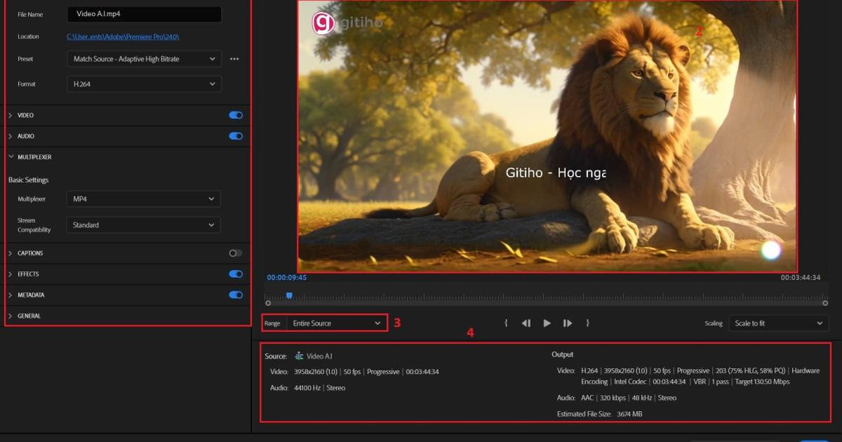 Hướng dẫn xuất video trong Adobe Premiere 2