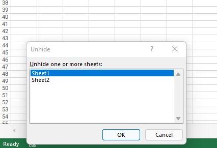 Cách unhide sheet trong Excel đối với 1 sheet 2