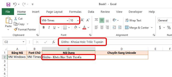 Chuyển font chữ của VNI WINDOWS sang font chữ của Unicode trực tiếp trên excel
