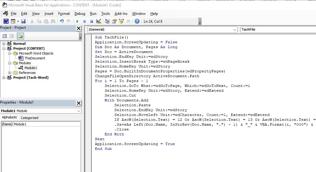 Tách một hoặc nhiều trang Word bất kỳ bằng VBA