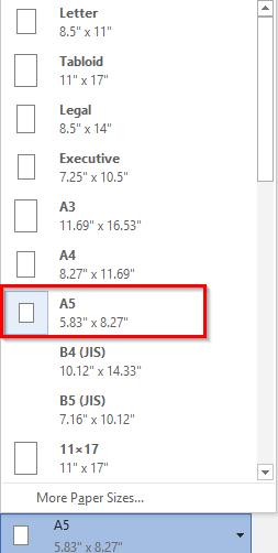 chọn khổ giấy A5