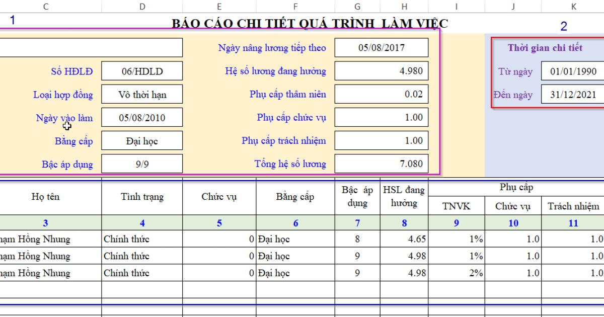Các bước hoàn chỉnh để tự tay lập báo cáo chi tiết nhân sự trên Excel