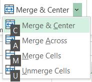 Cách gọi phím tắt merge cell trong excel 4