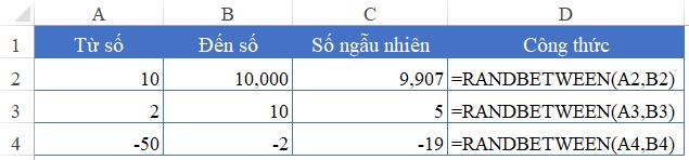 cách dùng hàm randbetween trong excel
