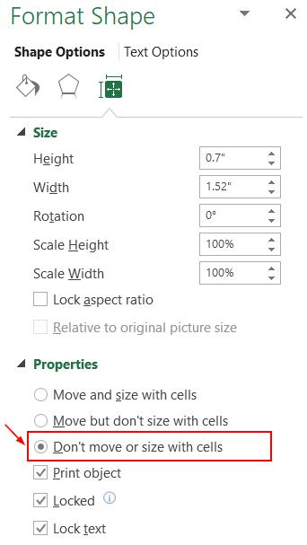 Hướng dẫn cách cố định Shapes trong Excel theo đúng ý muốn