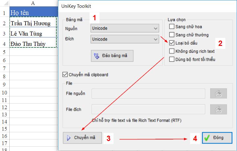 Hướng dẫn chi tiết cách chuyển Tiếng Việt có dấu thành không dấu trên Excel