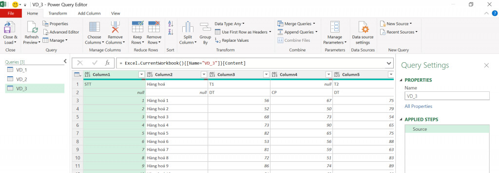 Chuẩn hoá dữ liệu đơn giản trên Excel bằng Power Query