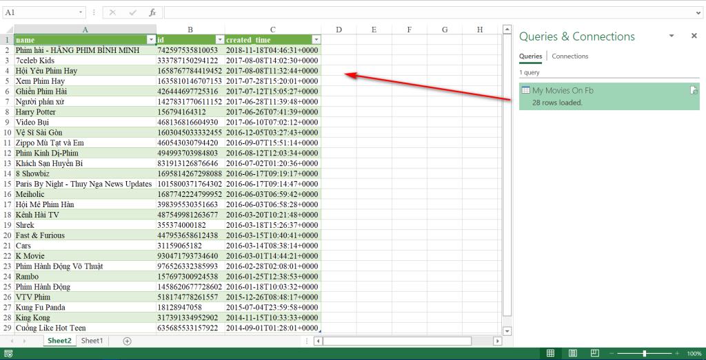 Lấy dữ liệu trên trang Facebook cá nhân vào Excel với Power Query