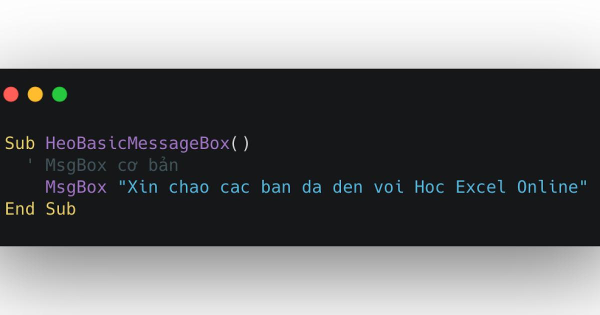 MsgBox cơ bản trong Excel VBA