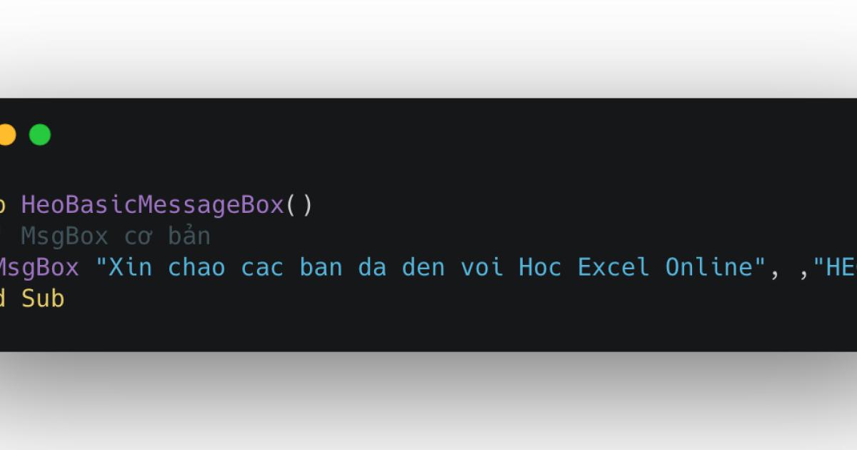 Sử dụng Msgbox trong Excel VBA với tiêu đề tự đặt