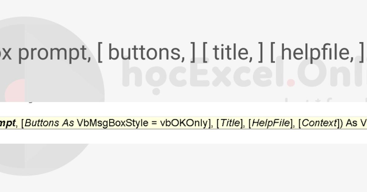 Tham số của MsgBox trong Excel VBA