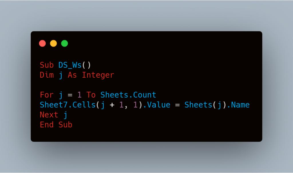 Hướng dẫn lấy ra danh sách tên các Sheet hiện có trong Excel