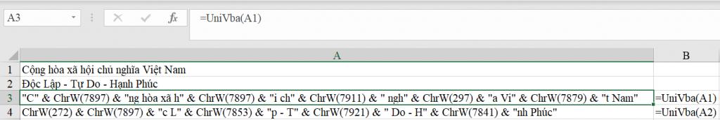 Unicode tiếng việt khi viết trong VBA