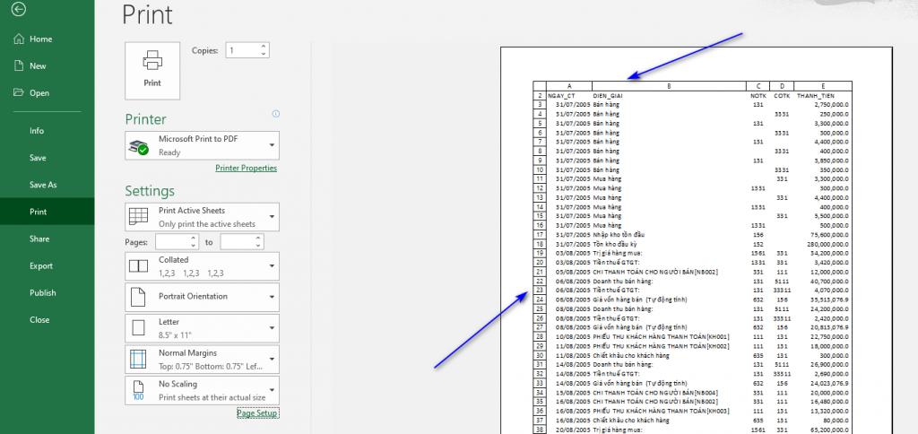 Hướng dẫn cách xử lý khi in file Excel xuất hiện cả tiêu đề dòng và cột