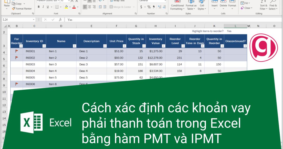 Hướng dẫn cách xác định các khoản vay phải thanh toán trong Excel bằng hàm PMT và IPMT
