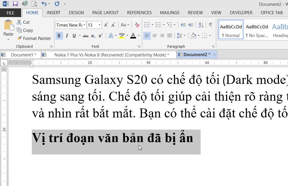 HƯỚNG DẪN CÁCH ẨN VÀ HIỂN THỊ VĂN BẢN ẨN TRONG WORD