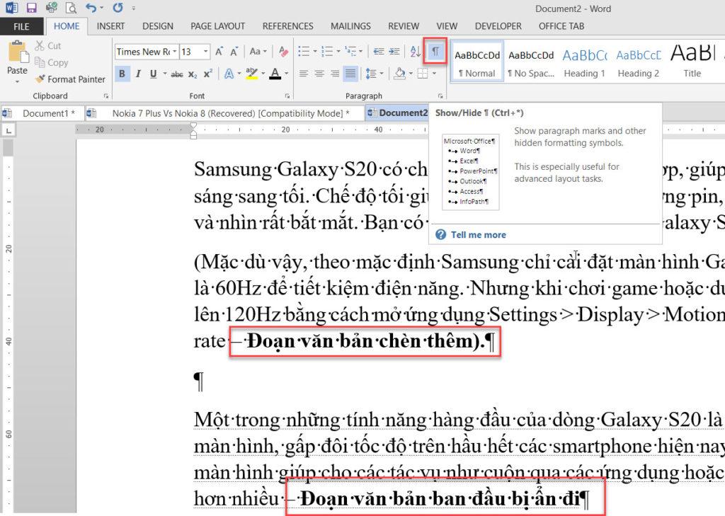 HƯỚNG DẪN CÁCH ẨN VÀ HIỂN THỊ VĂN BẢN ẨN TRONG WORD