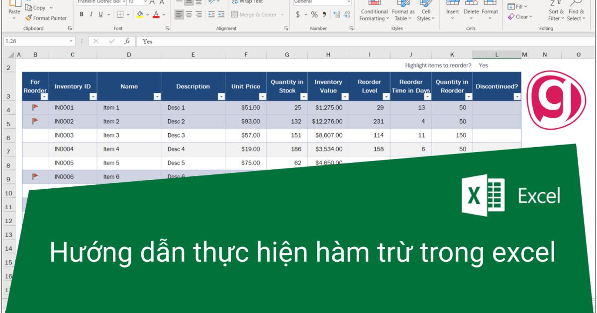 Hướng dẫn cách dùng hàm trừ trong Excel hiệu quả chính xác