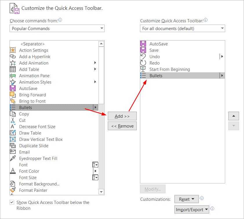 Hướng dẫn cách tùy chỉnh thanh Quick Access Toolbar trong PowerPoint