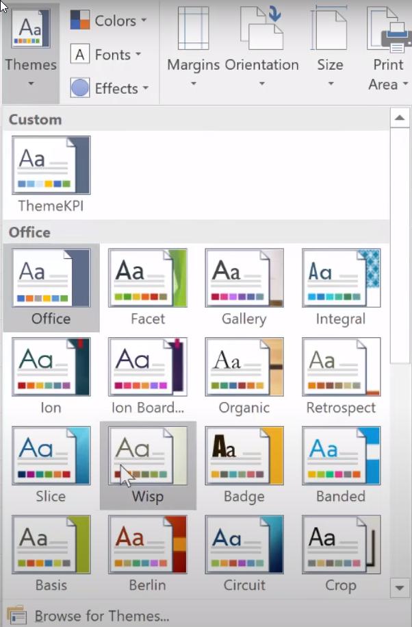 Hướng dẫn Excel cơ bản về cách cài theme mặc định