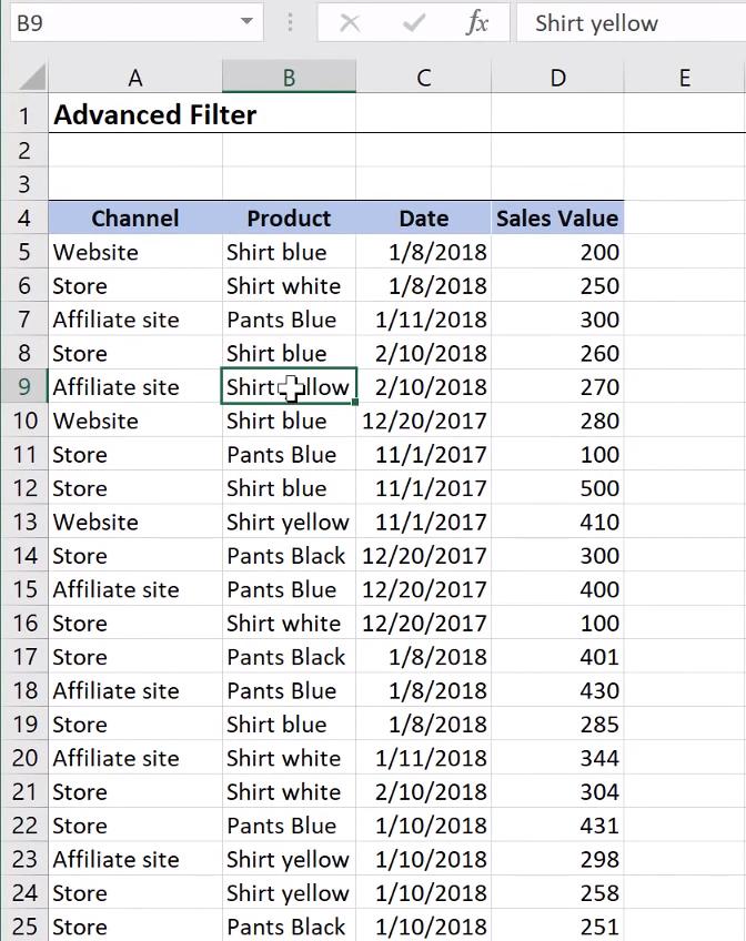 Hướng dẫn Excel nâng cao về các chức năng nâng cao của bộ lọc Filter - Phần 1