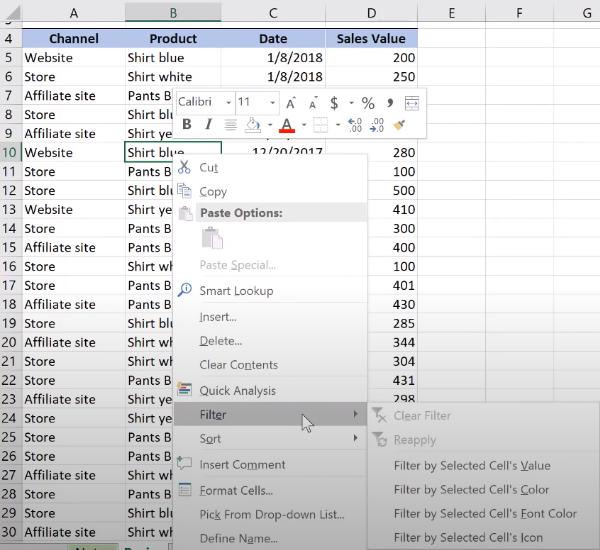 Hướng dẫn Excel cơ bản về cách dùng bộ lọc Filter - Phần 1
