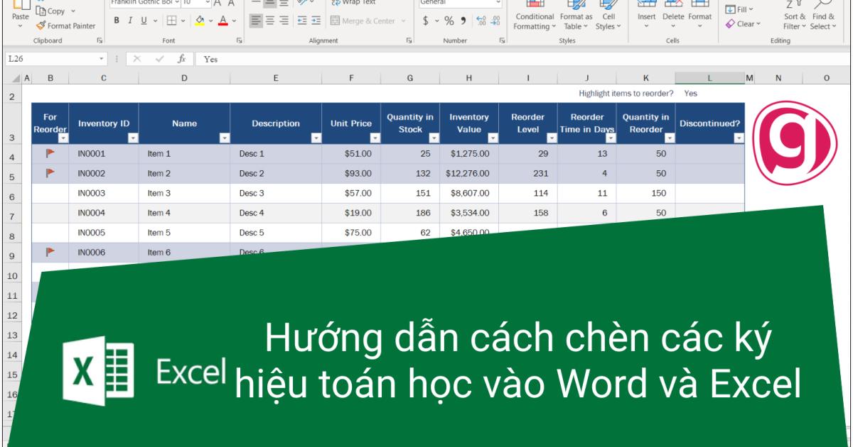 Hướng dẫn cách chèn các ký hiệu toán học vào Word và Excel