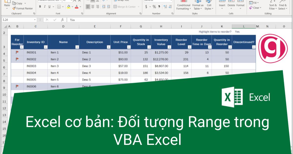 Hướng dẫn về đối tượng Range trong VBA cơ bản