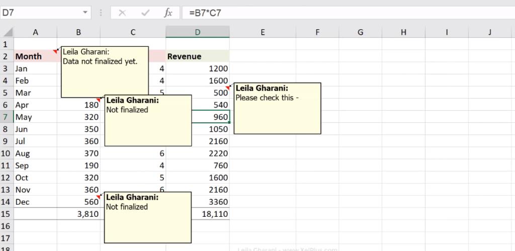 Hướng dẫn cách ẩn hiện các ghi chú trong Excel cơ bản