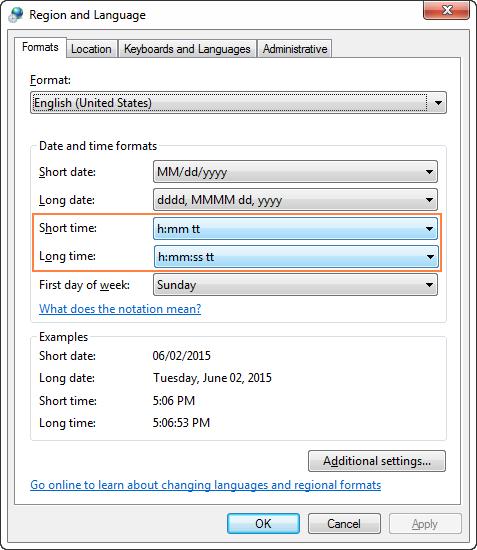 thay đổi định dạng thời gian mặc định, bạn vào Control Panel và nhấp Region and Language